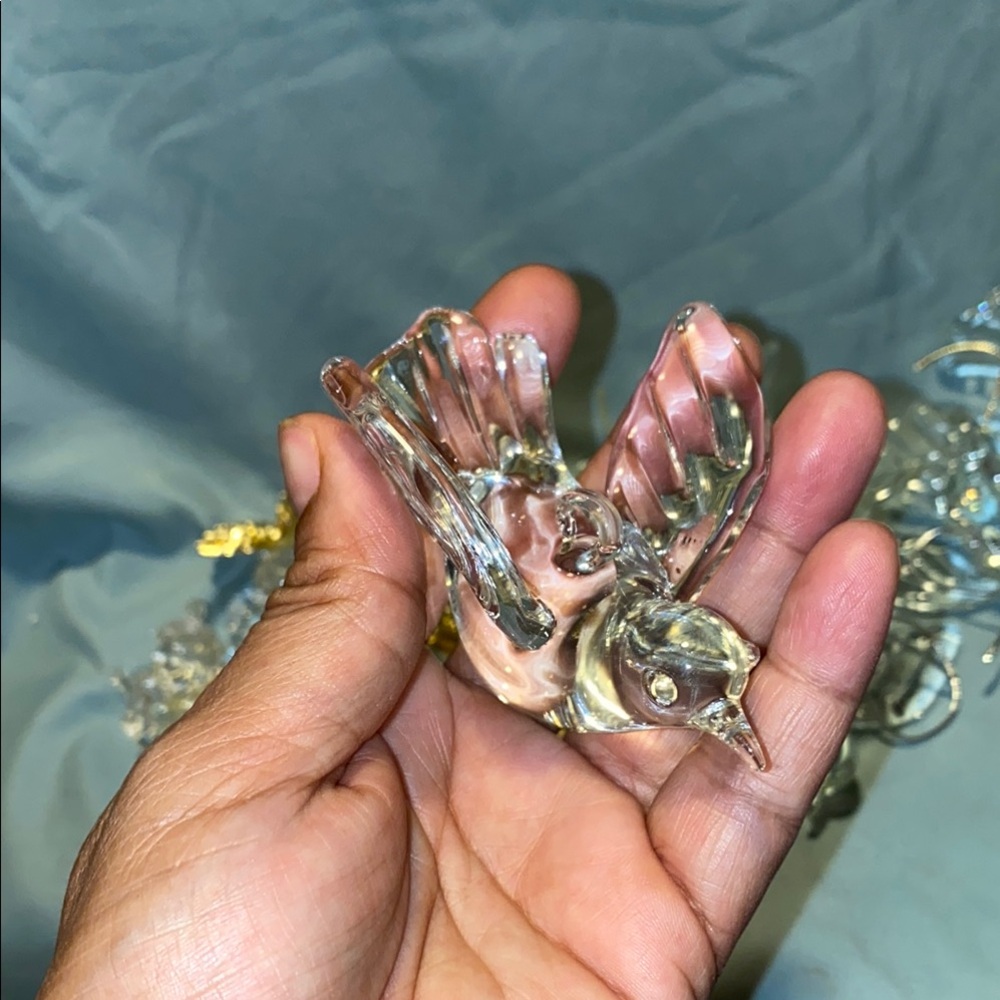 BX44 Bundle of Gold and Clear Decorative Angel and Glass Dove Ornaments 6 Doves - Picture 4 of 9